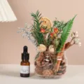 Kit DIY difusor de aromas de canela con aceite esencial flores secas tarro cristal. - Estilo Helecho / Paquete de Materiales con Taza y Aceite Esencial