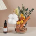 Kit de bricolaje de aromaterapia con flores secas de canela y aceite esencial - Estilo Viento del Sur / Paquete de Materiales con Taza y Aceite Esencial