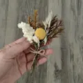 Mini dried flower bouquet ornament, natural forest style gift decoration for home and festival. - White Forget-Me-Not & Billy Ball Bouquet No. 4 (Size Approx. 8-11cm)