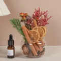Kit DIY de flores secas para difusor de canela con botella de aceite esencial y tarro. - Estilo Hierba de Amor / Paquete de Materiales con Taza y Aceite Esencial
