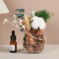 Kit de material de flores secas DIY de aromaterapia con tarro de cristal y aceite esencial. - Estilo Blanco Algodón / Paquete de Materiales con Taza y Aceite Esencial