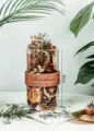 Zimt getrocknete Blume Aromatherapie Glasbehälter Heimdekoration Geschenkset mit Ledergurt. - Kaffee Mittel