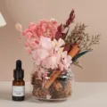 Set de regalo de flores secas de aromaterapia con tarro de vidrio y aceite esencial. - Estilo Resplandor Atardecer / Paquete de Materiales con Taza y Aceite Esencial