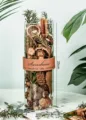 Zimt Trockenblumen Duftdiffusor Glasflasche mit Lederband und dekorativen Naturpflanzen - Kaffeebraun Extragroß