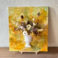 3D French oil painting dried flower canvas art with half wall vase, handmade floral decor. - Bright Sun Flower Mirror - Floral Material Kit (Drawing Board & Vase Not Included)