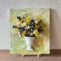 French 3D oil painting preserved flower bouquet wall vase DIY kit, yellow floral decor - Youthful Flower Language - Floral Material Kit (Drawing Board & Vase Not Included)