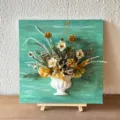 3D French Oil Painting Dried Flower Wall Vase Art Decor Handmade DIY Craft Display - Cyan-Blue Floral Dream - Material Pack (Without Board and Vase)