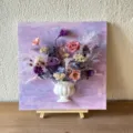 3D French oil painting dried flower bouquet preserved flower DIY wall vase decor display stand - Purple Allure Floral Shadow - Material Pack (Without Board and Vase)