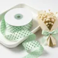 2.5cm polka dot ribbon for gift wrapping, bouquet packaging, and craft decoration. - Mint Green