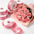 Cinta de lunares rosa para envolver regalos, ramos de flores y decoración artesanal. - 2,5 cm * 50 Yardas / Rojo sandía