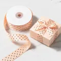 Cinta raso lunares 2.5cm rosa melocotón envoltorio regalo lazo ramo tarta decoración variante - 2,5 cm * 50 Yardas / Naranja Claro