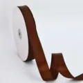 Brown polyester ribbon spool 2.5cm wide for gift wrapping, baking box and floral decoration. - Coffee