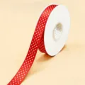Cinta de 2.5cm con lunares rojos variante de bobina para envolver regalos y flores. - Rojo Brillante Lunares Blancos