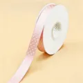 Nastro rosa a pois bianchi largo 2,5 cm per confezione regalo e decorazione floreale. - Rosa chiaro con pois bianchi