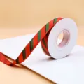 Christmas red and green striped ribbon variant, perfect for holiday gift wrapping and tree decor. - 1.5CM*25 Yards