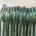 Christmas gold stamping ribbon green fabric holiday DIY wrapping decoration craft spool - 1.0 cm x 25 Yards / Green