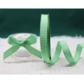 Green gingham ribbon for gift box packaging, floral decoration, and DIY handmade hair accessories. - True Green