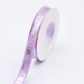 Purple ribbon roll with silver stamped text for gift packaging and party decoration. - Purple Silver Stamping BEST Style