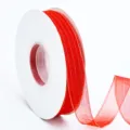 Cinta de organza roja con hilo dorado para envolver regalos, ramo de flores y decoración artesanal. - 1.5*25 Yards / Rojo