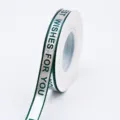 Green and silver gift wrapping ribbon with printed English blessing for bouquet and party decor - Dark Green Silver Stamping BEST Style