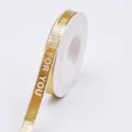 Gold foil printed ribbon roll with blessing text for gift wrapping, bouquet and party decor. - Pink Gold Stamping BEST Style