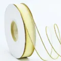 Ruban en organza transparent avec bord doré métallisé sur bobine pour cadeaux et bricolage. - 1.5*25 Yards / Or