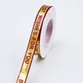 Gold foil printed red ribbon for gift wrapping, flower bouquet decoration, and birthday parties. - Wine Red Gold Stamping BEST Style