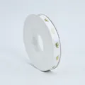 1cm Goud Gestempeld Kroonlint Wit Stoffen Lint voor Verpakking van Geschenkdozen - Kroon / Wit