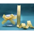 Yellow white gingham ribbon for gift packaging, cake box decoration and DIY hair accessories. - Yellow