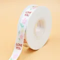 Printed polyester ribbon roll with floral and Love You pattern for gift wrapping and bows. - [2.0cm * 25 Yards] LOVE YOU