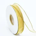 Cinta de organza transparente dorada variante, rollo tul borde oro brillante para manualidades. - 1.5*25 Yards / Oro de Lujo