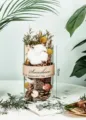 Glazen pot gedroogde bloem aroma diffuser ornament, natuurlijke potpourri variant, 15cm hoogte. - Abrikoos Middel
