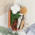 Paquete de material DIY de flores secas perfumadas con canela para decoracion. - Estilo Blanco Algodón / Paquete de Materiales Solo (Sin Taza y Aceite Esencial)