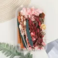 Kit DIY de flores secas, petalos de hortensia rosa, ramas de canela, color variante - Estilo Resplandor Atardecer / Paquete de Materiales Solo (Sin Taza y Aceite Esencial)