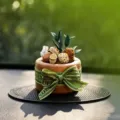 Wooden Car Aromatherapy Ornament Dried Flower Auto Dashboard Decor Gift 5.5x3.5cm - Green Pine Blessing