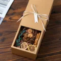 Kraft paper gift box with dried flowers and pinecones, rustic vintage birthday present packaging. - Dried Flower Gift Box Set (12*12*5cm)