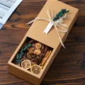 Kraft paper gift box with dried flowers and pinecones, rustic style for birthday presents. - Corn Poppy & Dried Flower Gift Box Set (Size 12*12*5cm)