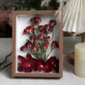 Marco de fotos de flores secas rosa real espécimen planta decoración regalo perfecto - Rosa Lágrimas de Amantes / 8 Pulgadas Madera de Nogal (con Cadena de Luz Bolsa de Regalo Tarjeta)