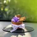 Walnut wood car aroma diffuser with dried flowers and cinnamon, stylish vehicle interior decor. - Purple Chang'an