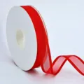 Ruban en organza rouge avec bord en satin pour emballage cadeau, décoration florale et gâteau. - Rouge
