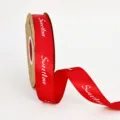 Cinta de raso roja con estampado sweet love para envolver regalos, ramos y manualidades DIY. - 2,5 cm * 50 Yardas / Burdeos