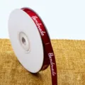 Cinta impresa de poliéster 1cm rojo vino hecho a mano envoltorio regalo decoración boda - 1,0 cm x 25 yardas / Burdeos