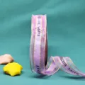 Purple sheer ribbon with gold edge 2.5cm happy birthday printed gift wrapping ribbon - Light Purple
