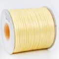 Solid color yellow polyester ribbon, 0.3cm width satin ribbon spool for crafting and sewing. - 0.3cm / Yellow
