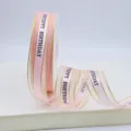 Pink 2.5cm Happy Birthday printed satin edge organza ribbon for gift wrapping and cake decor. - Light Pink