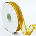 Ruban organza doré à bord satin pour emballage cadeau, déco florale et boîte à gâteau. - Or de Luxe