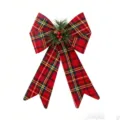 Fiocco scozzese di Natale con aghi di pino e bacche rosse per la decorazione dell'albero. - Stile 8