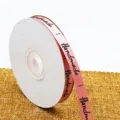 Cinta estampada hecha a mano de poliéster rosa de 1cm para regalos, pasteles y flores. - 1,0 cm x 25 yardas / Rosa loto