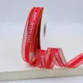 2.5cm sheer satin edge ribbon happy birthday printed ribbon for gift wrapping floral packaging - Burgundy