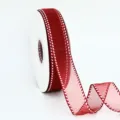 Ruban transparent rouge avec bords blancs pour emballage cadeau, décoration de fleurs et gâteau SKU - Rouge Vin avec Bord Blanc